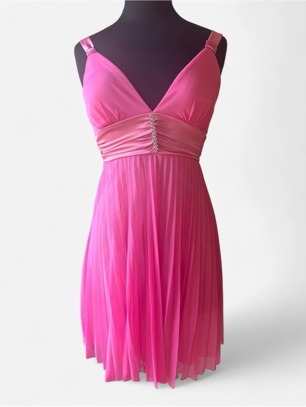 Taboo Hot Pink Empire Waist Pleated Cocktail Dress